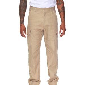 Mens Khaki Cargo Pants Relaxed Fit Workwear Casual Trousers‎ Size 36x30
